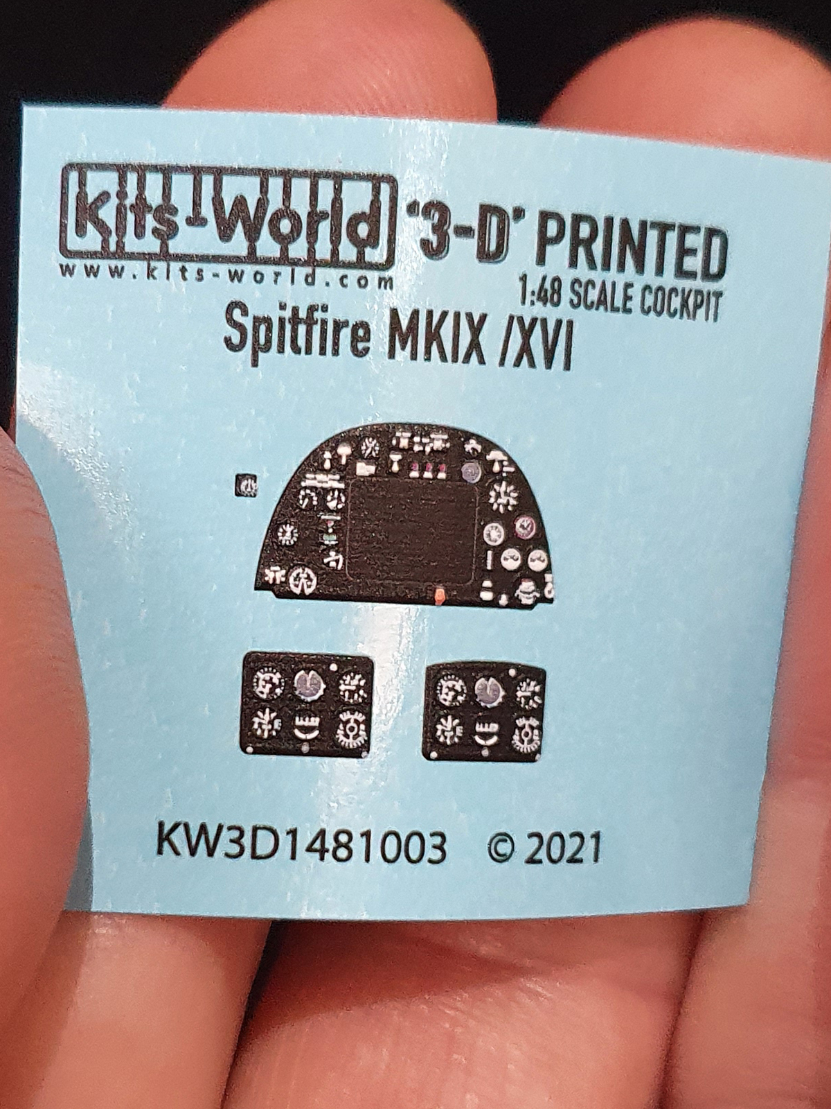 Kitsworld 1:48 3D Instrument Panels Spitfire MKIX /XVI KW3D1481003 3D Full colour Instrument Panels Spitfire MKIX /XVI 